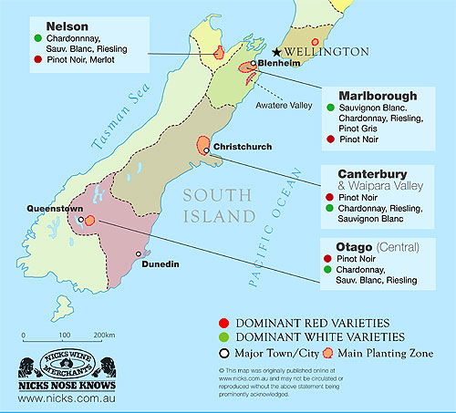 New Zealand Wine map 와이파라 밸리