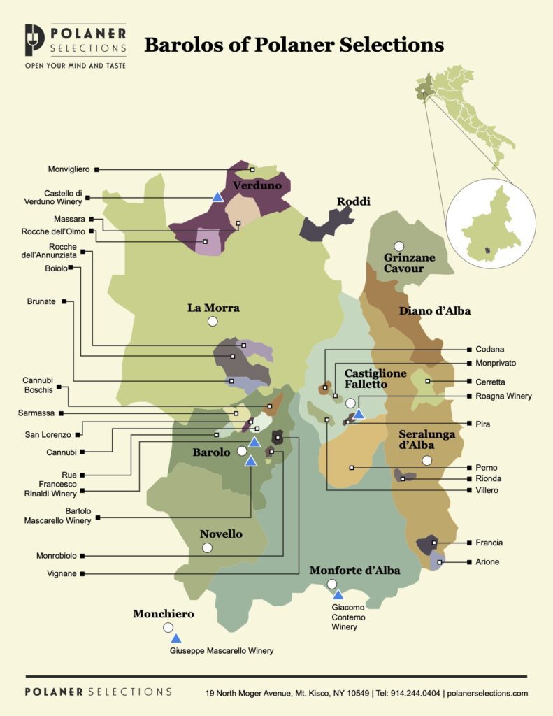 barolo, Piemonte, Italy Wine map