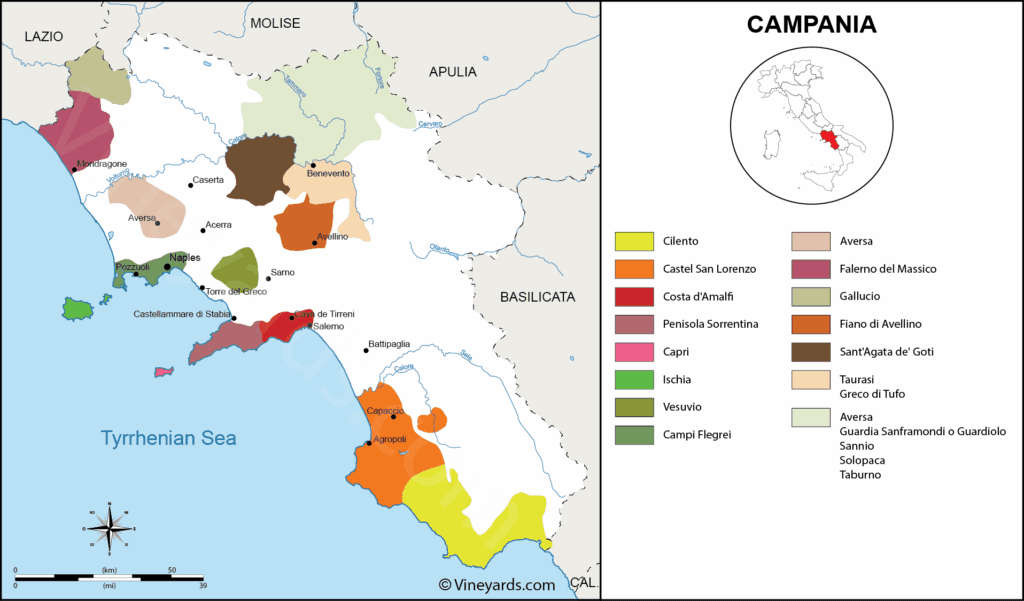 italy campania wine map