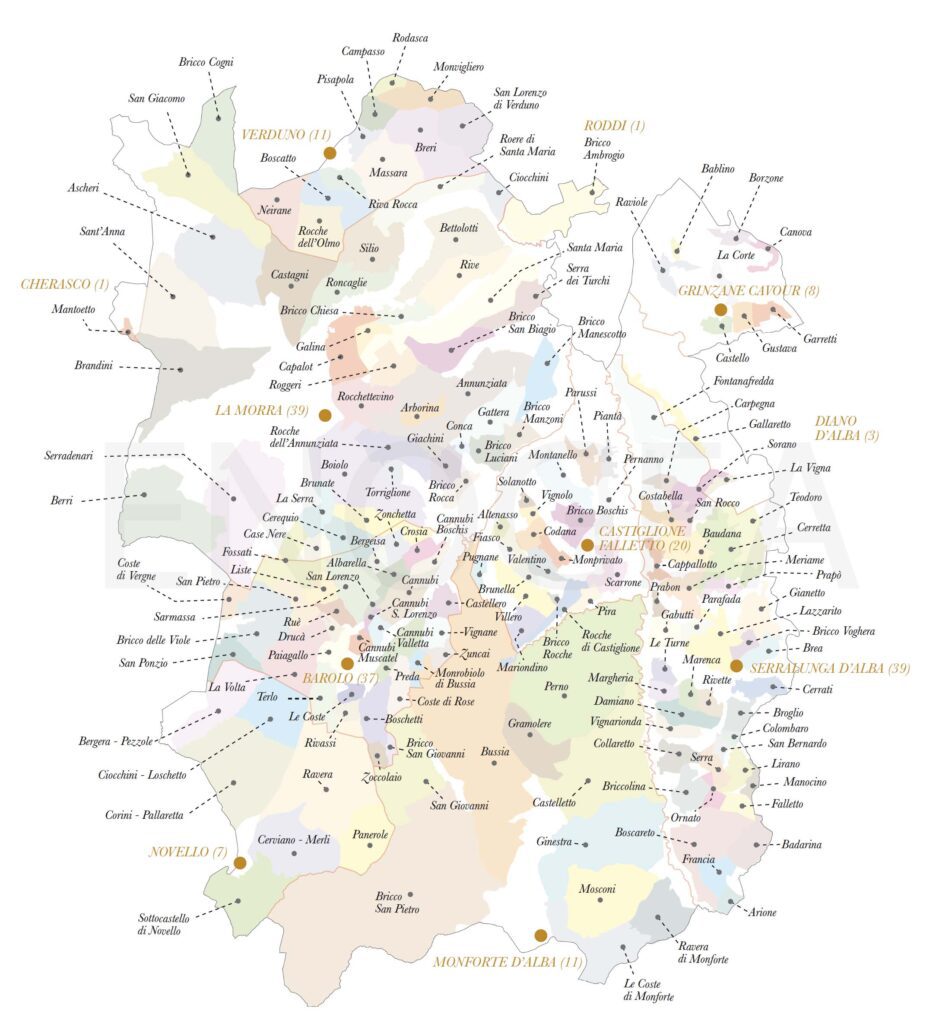 barolo, Piemonte Italy Wine map
