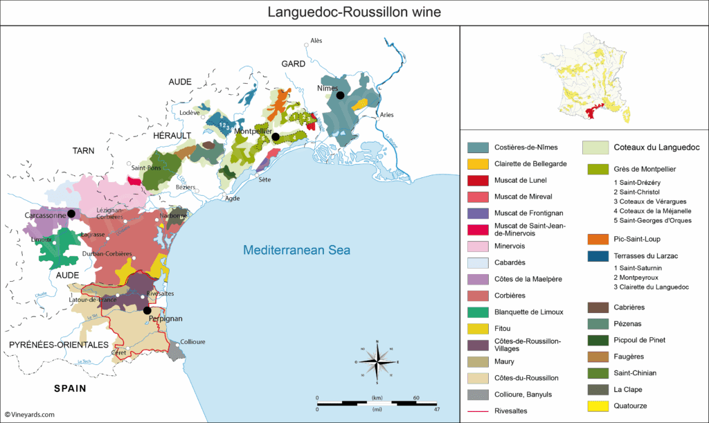 france Languedoc Wine Region map