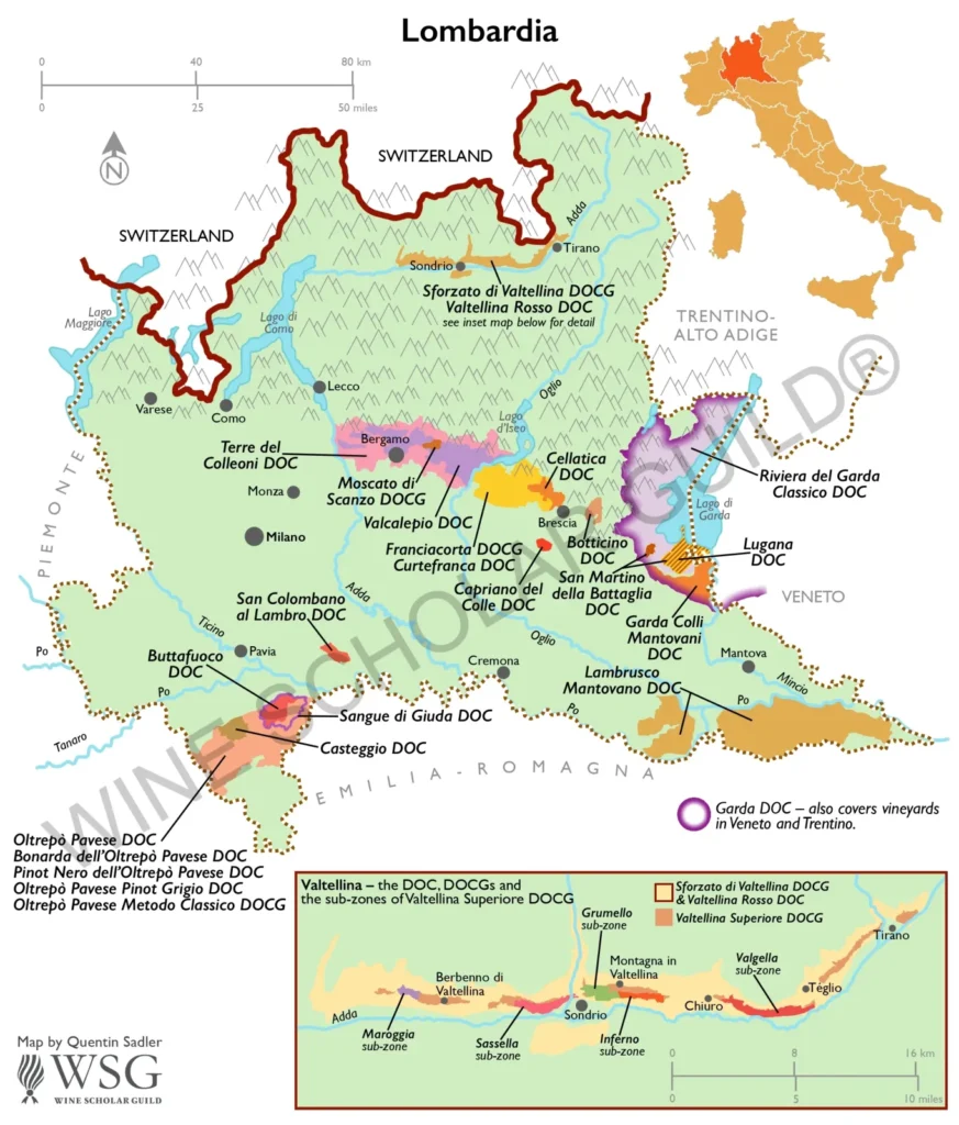 Italy lombardia valtellina wine region map