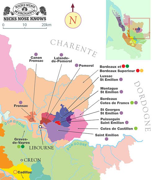 bordeaux right bank wine map region St Emilion, Pomerol & Fronsac
