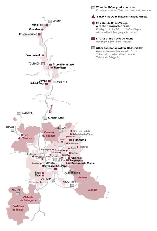 france South Rhone Wine map