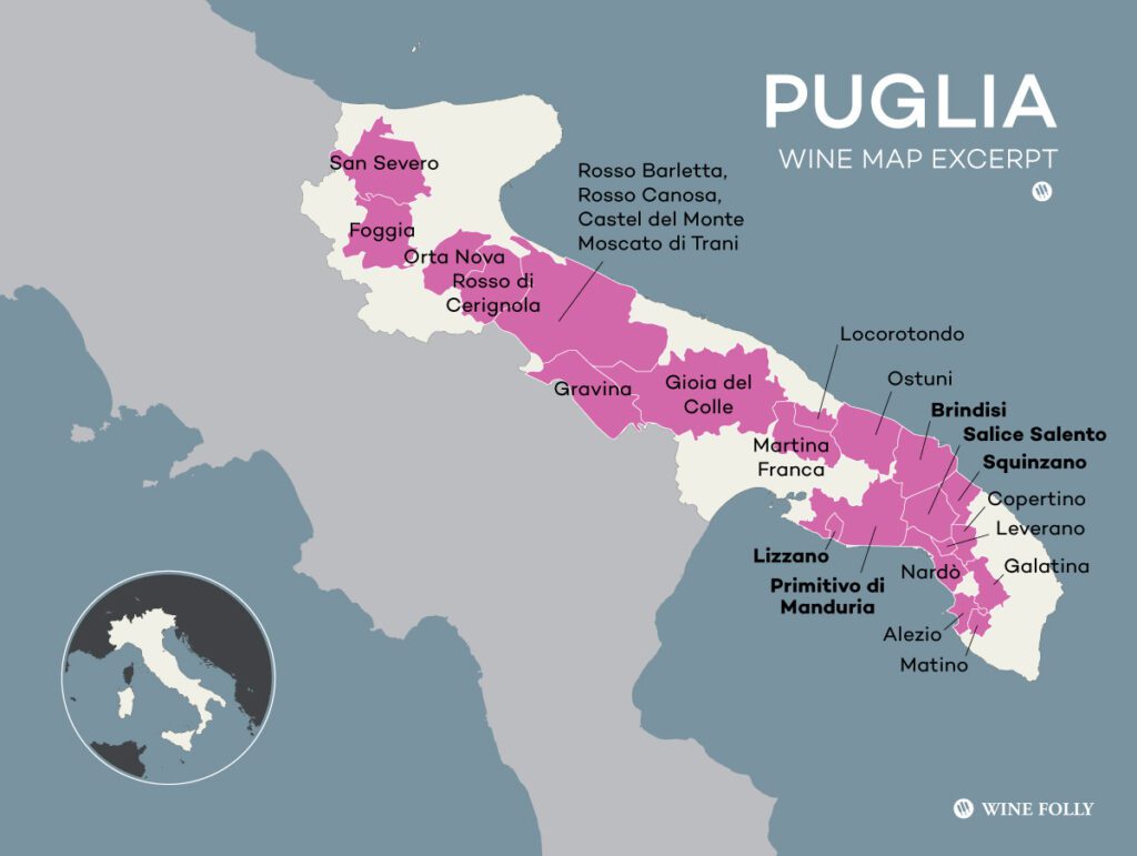 이탈리아 풀리아 와인 지도 Italy Puglia Wine Map