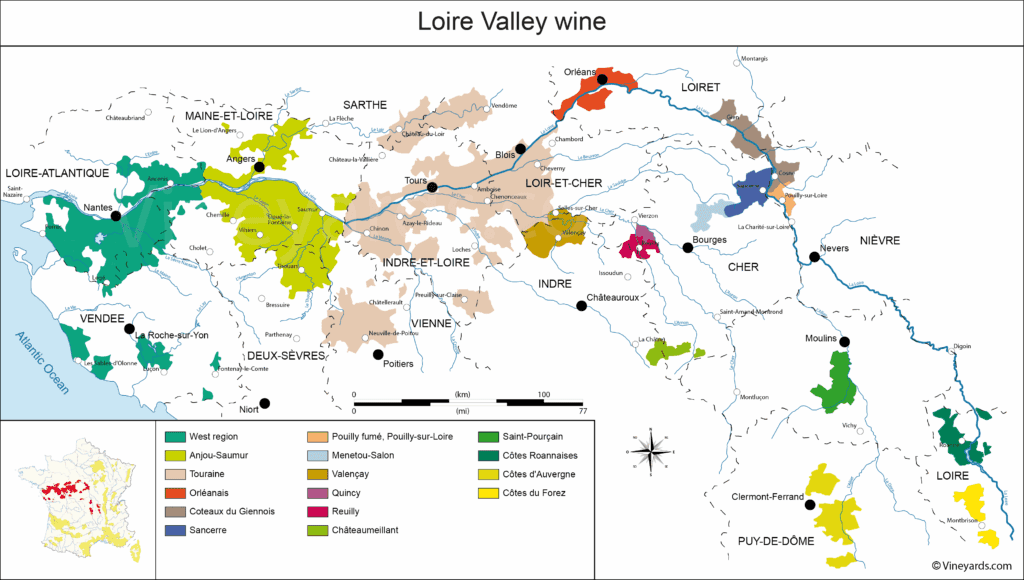 루아르 밸리 와인 산지 지도 Loire Valley Wine Region Map