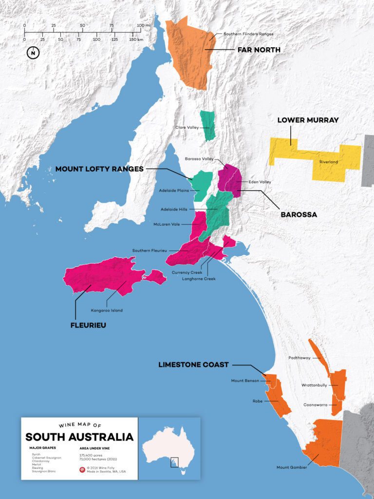 사우스 오스트레일리아 와인 산지 지도 South Australia Wine Regions Map