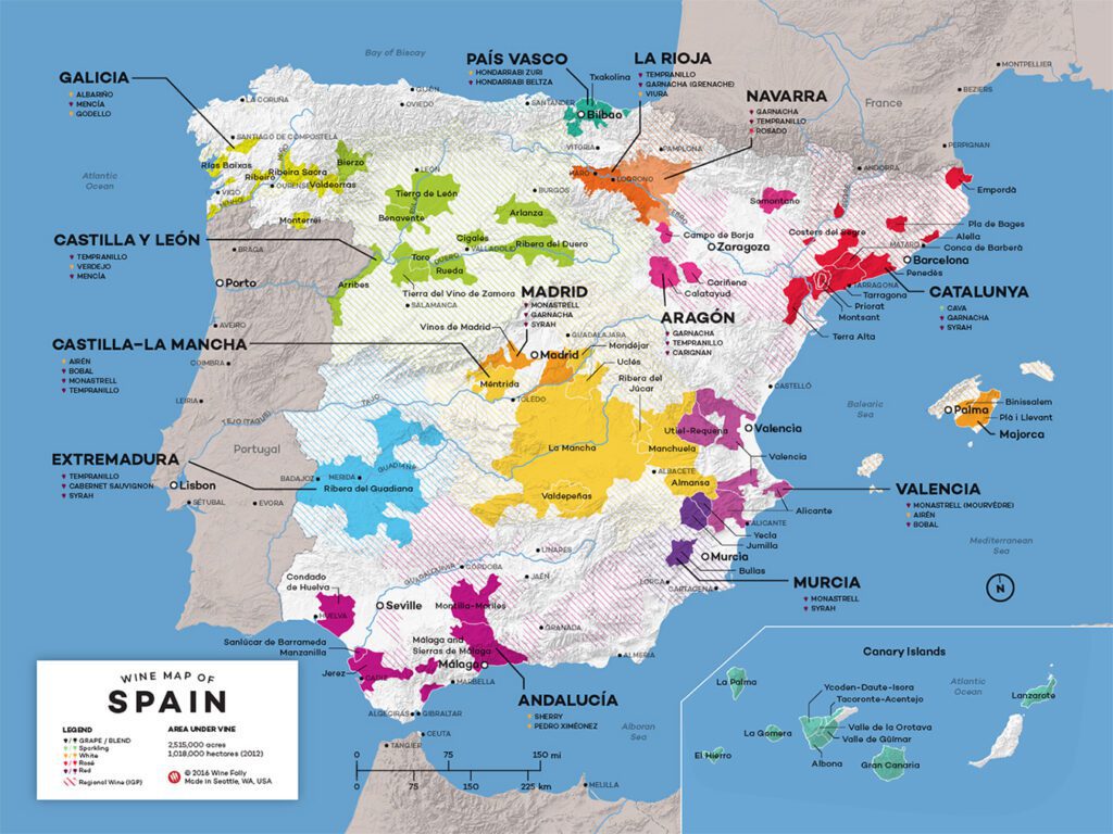 스페인 와인 산지 지도 Spain Wine Map