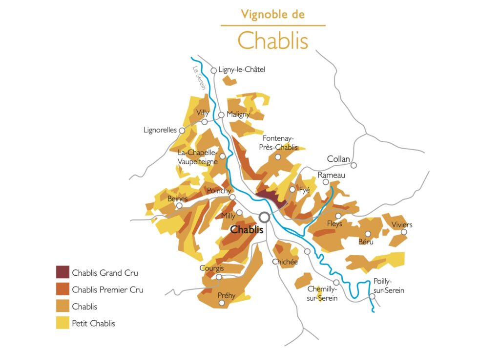 샤블리 와인 산지 지도 Chablis Wine Region Map