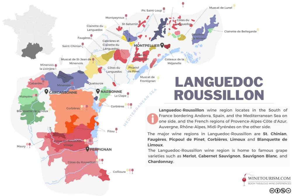 Languedoc-Roussillon Wine Map 랑그독 루시옹 와인 지도