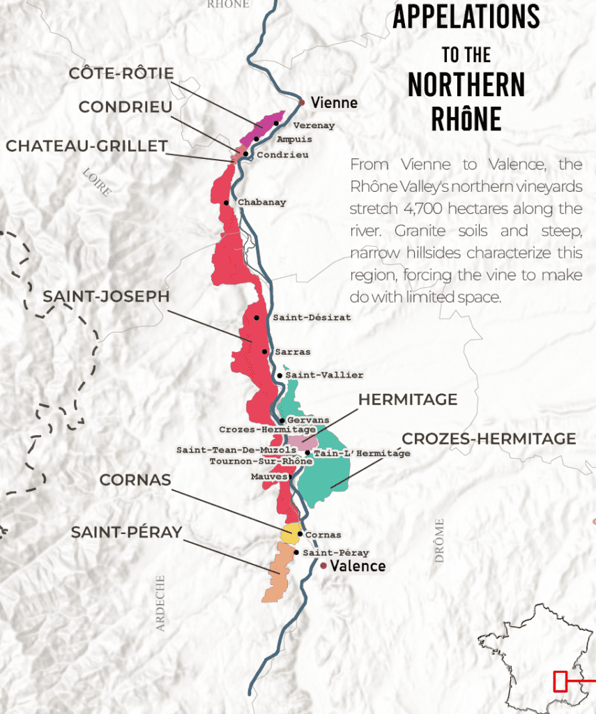 북부 론 Northern Rhône 와인 산지 지도