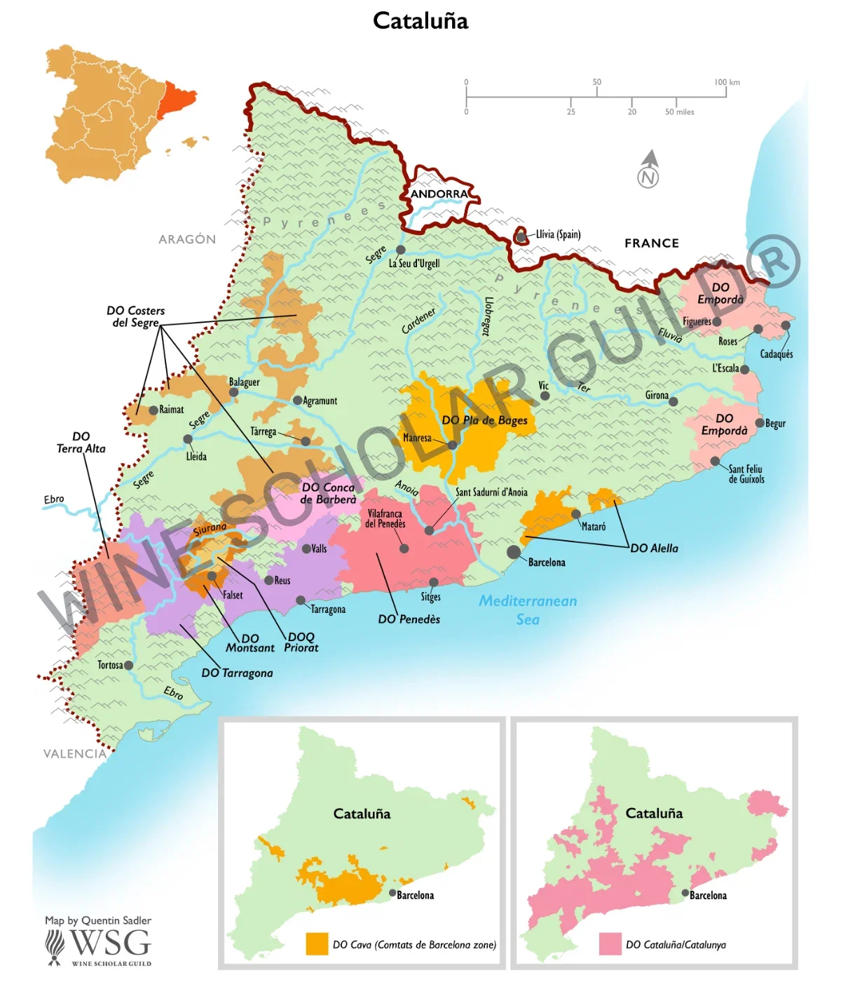 Spain Cataluña wine region 스페인 카탈루냐 와인 지도