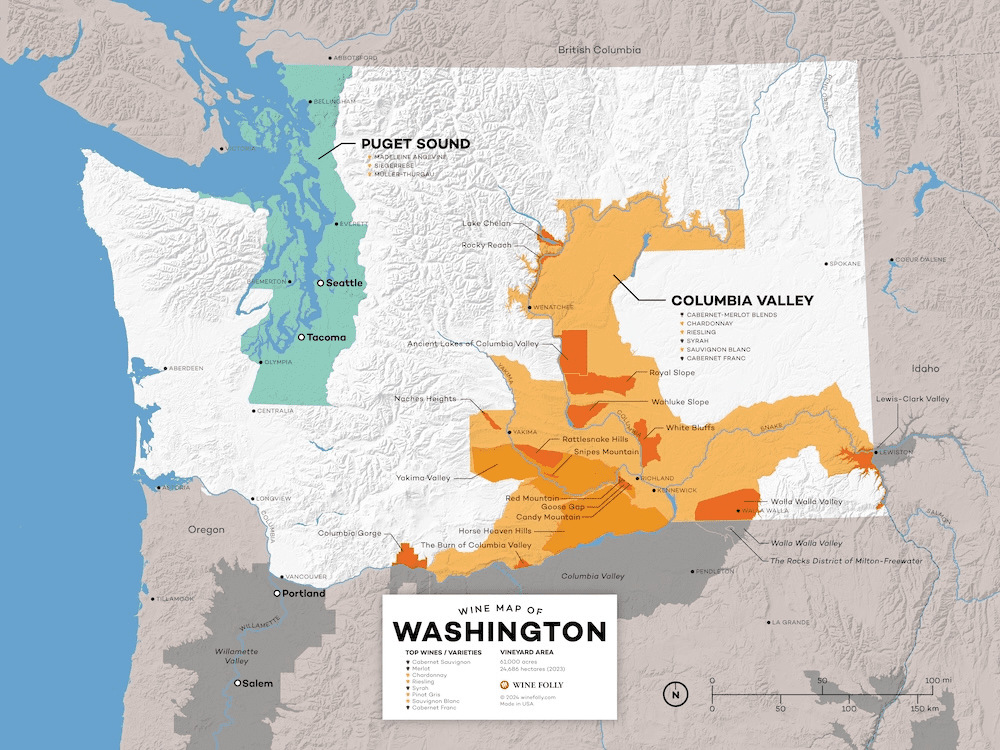 Wine Map of Washington 워싱턴 와인 지도