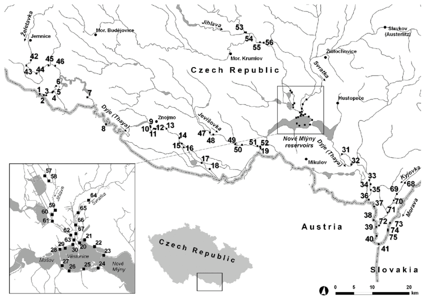 The-map-of-the-Dyje-River 디예 강 지도